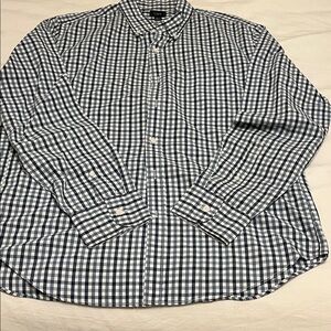 Like New J.crew Men's 100% Cotton Button Down Blue Checkered Shirt Size L